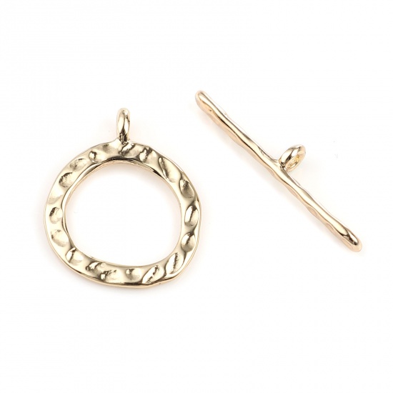 Picture of Zinc Based Alloy Toggle Clasps Circle Ring Gold Plated 29mm x 4mm 23mm x 19mm, 5 Sets