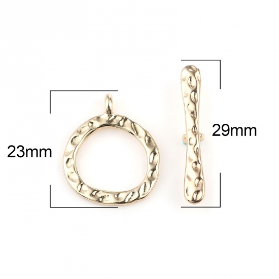 Picture of Zinc Based Alloy Toggle Clasps Circle Ring Gold Plated 29mm x 4mm 23mm x 19mm, 5 Sets