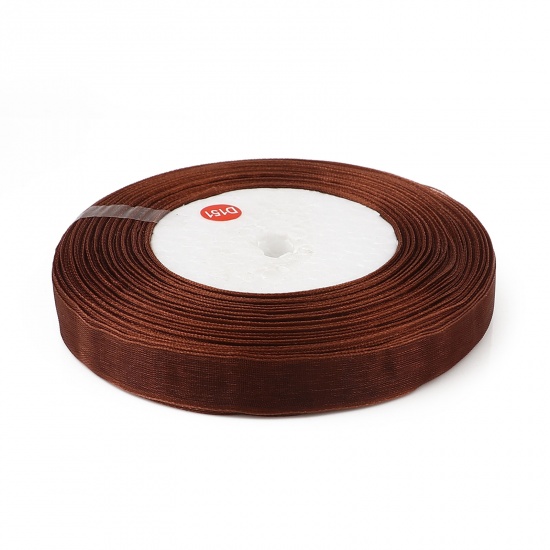 Picture of Easter Day Satin Ribbon Brown 12mm, 2 Rolls (Approx 50 Yards/Roll)