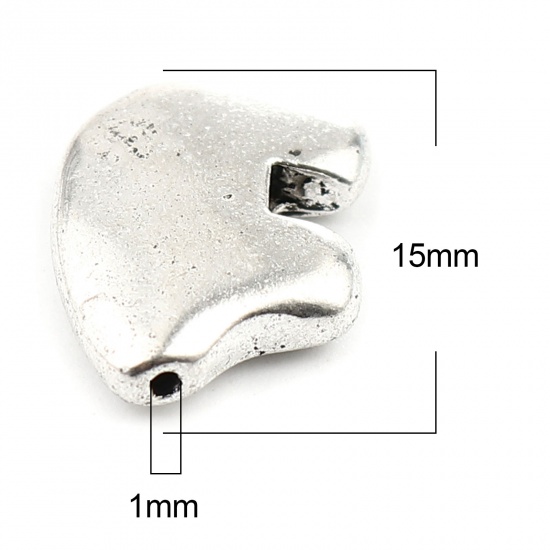 Immagine di Lega di Zinco Perline Animale Argento Antico Circa 15mm x 12mm, Foro:Circa 1mm, 10 Pz