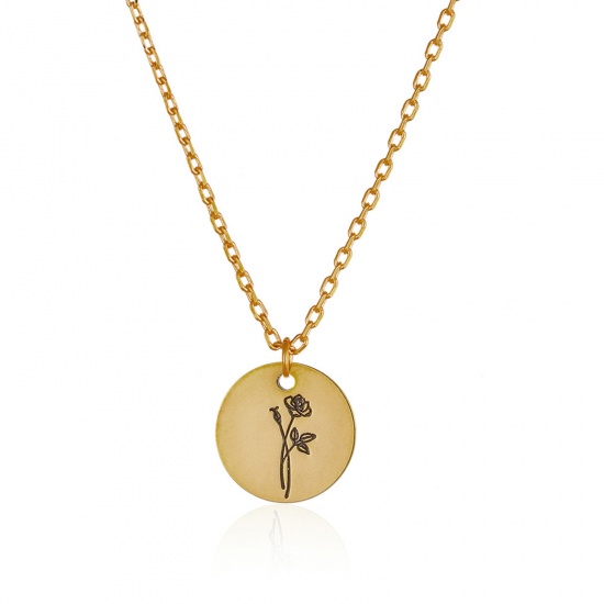 Picture of Birth Month Flower 18K Gold Color Copper Round August Necklace 40.7cm(16")40.7cm long, 1 Piece