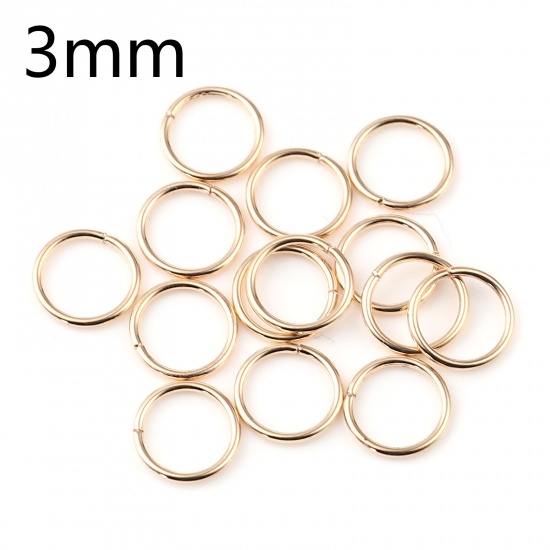 Picture of 0.5mm Iron Based Alloy Open Jump Rings Findings Circle Ring KC Gold Plated 3mm Dia, 200 PCs