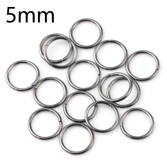 Picture of 0.7mm Iron Based Alloy Open Jump Rings Findings Circle Ring Gunmetal 5mm Dia, 200 PCs