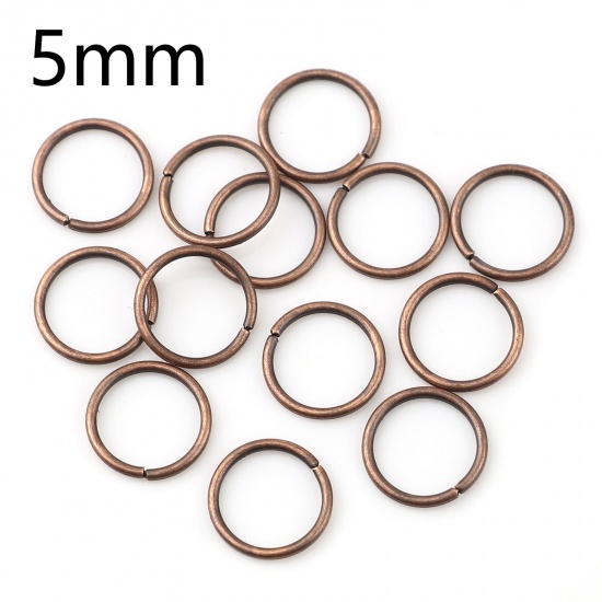 Picture of 0.7mm Iron Based Alloy Open Jump Rings Findings Circle Ring Antique Copper 5mm Dia, 200 PCs