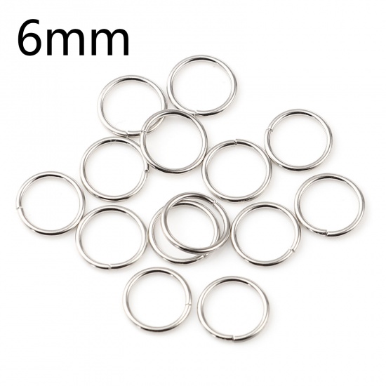 Picture of 0.7mm Iron Based Alloy Open Jump Rings Findings Circle Ring Silver Tone 6mm Dia, 200 PCs
