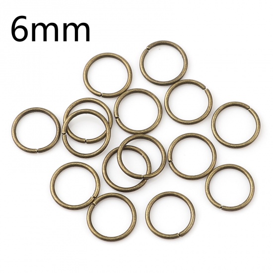 Picture of 0.7mm Iron Based Alloy Open Jump Rings Findings Circle Ring Antique Bronze 6mm Dia, 200 PCs