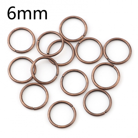 Picture of 0.7mm Iron Based Alloy Open Jump Rings Findings Circle Ring Antique Copper 6mm Dia, 200 PCs