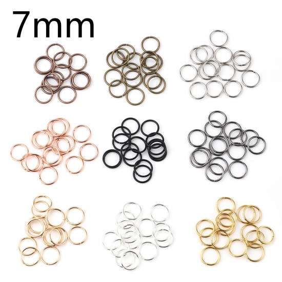 Picture of 0.7mm Iron Based Alloy Open Jump Rings Findings Circle Ring At Random 7mm Dia, 200 PCs