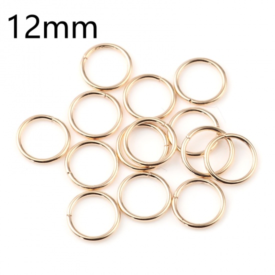Picture of 1.2mm Iron Based Alloy Open Jump Rings Findings Circle Ring KC Gold Plated 12mm Dia, 200 PCs