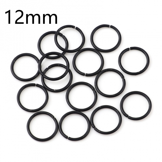 Picture of 1.2mm Iron Based Alloy Open Jump Rings Findings Circle Ring Black 12mm Dia, 200 PCs