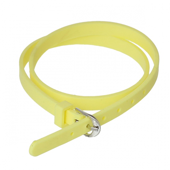 Bild von Silikon Armband Gelb 6mm breit, 37cm lang, 5 Streifen