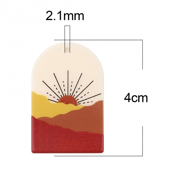 Picture of Resin Pendants Arched Natural Scenery Multicolor 4cm x 2.6cm, 5 PCs