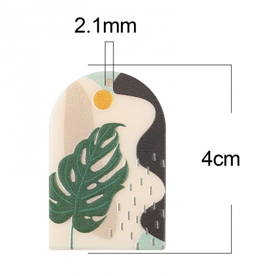 Picture of Resin Pendants Arched Natural Scenery Multicolor 4cm x 2.6cm, 5 PCs