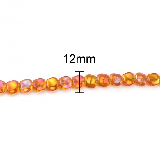Picture of Glass AB Rainbow Color Aurora Borealis Beads Irregular Orange Color Plated About 12mm x 10mm, Hole: Approx 1.2mm, 50 PCs
