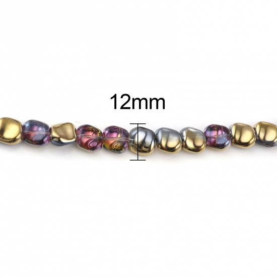 Bild von Glas AB Regenbogen Farbe Aurora Borealis Perlen unregelmäßiglila Farbe vergoldet über 12mm x 10mm, Loch: ca. 1,2 mm, 50 PCs