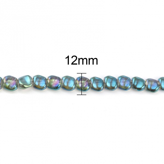 Picture of Glass AB Rainbow Color Aurora Borealis Beads Irregular Blue Color Plated About 12mm x 10mm, Hole: Approx 1.2mm, 50 PCs