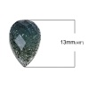Picture of Resin Dome Cabochon Teardrop Dark Green Glitter Faceted 13mm( 4/8") x 8mm( 3/8"), 100 PCs