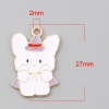 Picture of Zinc Based Alloy Charms Rabbit Animal KC Gold Plated White Enamel 27mm x 18mm, 10 PCs
