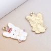 Picture of Zinc Based Alloy Charms Rabbit Animal KC Gold Plated White Enamel 27mm x 18mm, 10 PCs