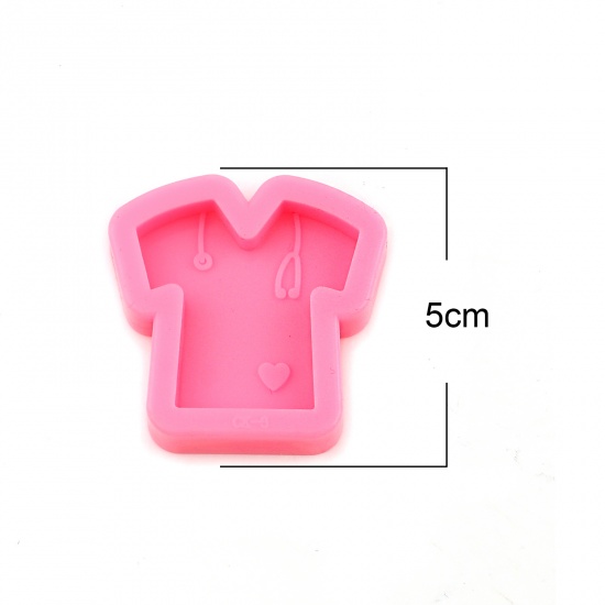 Immagine di Silicone Muffa della Resina per Gioielli Rendendo Vestiti Rosa 50mm x 48mm, 2 Pz