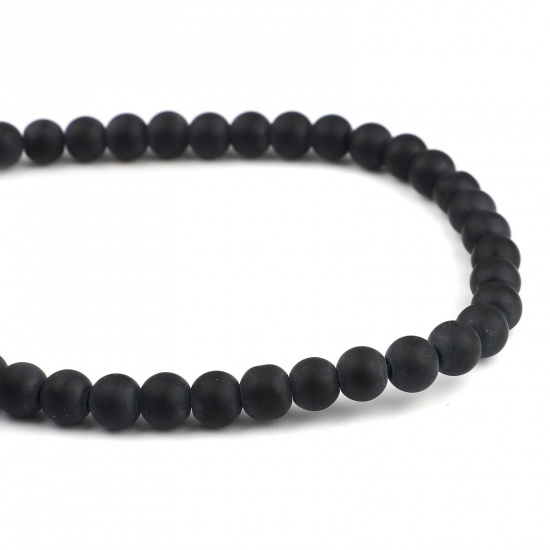 Picture of Glass Beads Round Black Frosted Imitation Crystal About 8mm Dia, Hole: Approx 1.2mm, 30.5cm(12") - 29.5cm(11 5/8") long, 10 Strands (Approx 40 PCs/Strand)