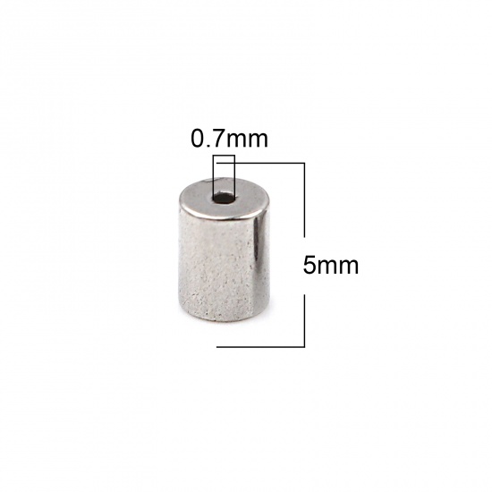 Immagine di Acciaio Inossidabile Connettore di Collana Cilindrico Tono Argento (Adatto 3mm Corda) 5mm x 4mm, 10 Pz