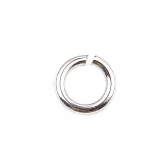 Picture of 0.7mm Stainless Steel Open Jump Rings Findings Round Silver Tone 4mm Dia., 100 PCs