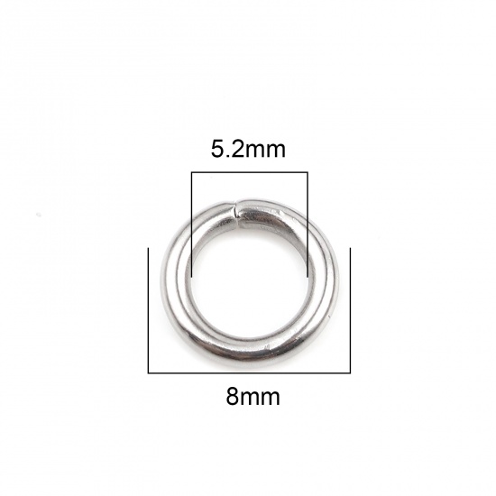 Picture of 1.5mm Stainless Steel Open Jump Rings Findings Round Silver Tone 8mm Dia., 100 PCs