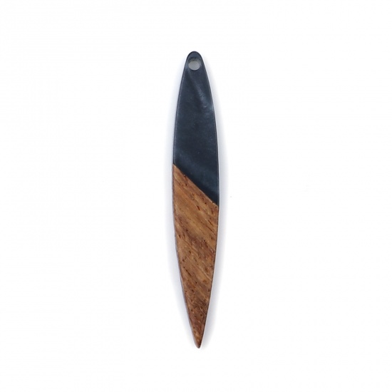 レジン+ウッド 木目調樹脂 ペンダント ストライプ グレーブラック 4.3cm x 0.7cm、 3 個 の画像