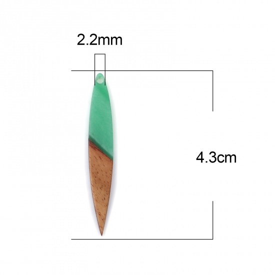 Picture of Resin & Wood Wood Effect Resin Pendants Strip Green 4.3cm x 0.7cm, 3 PCs