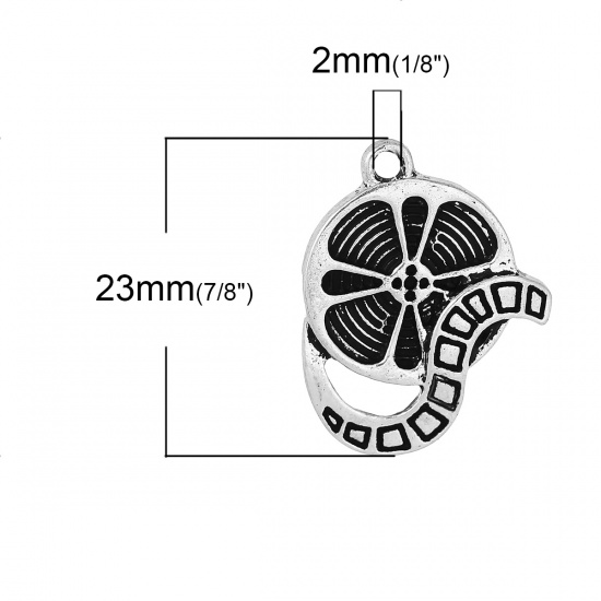 Picture of Zinc Metal Alloy Charms Movie Reel Antique Silver 23mm( 7/8") x 18mm( 6/8"), 10 PCs