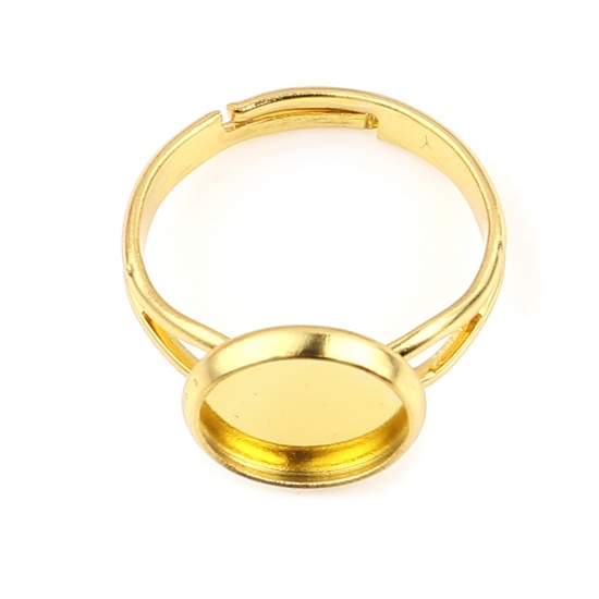 Picture of Brass Cabochon Settings Rings Round Gold Plated Cabochon Settings (Fit 10mm Dia.) 17.3mm(US Size 7), 10 PCs                                                                                                                                                   