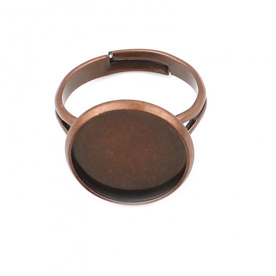 Picture of Copper Cabochon Settings Rings Round Antique Copper Cabochon Settings (Fit 14mm Dia.) 17.3mm(US Size 7), 10 PCs