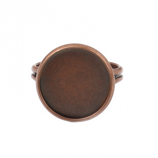 Picture of Copper Cabochon Settings Rings Round Antique Copper Cabochon Settings (Fit 14mm Dia.) 17.3mm(US Size 7), 10 PCs