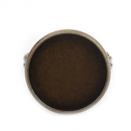 Image de Bagues Support à Cabochon en Laiton Rond Bronze Antique Cabochon Rapportable (Convenable à 16mm Dia) 17.3mm (Taille d'US: 7), 10 Pcs                                                                                                                          