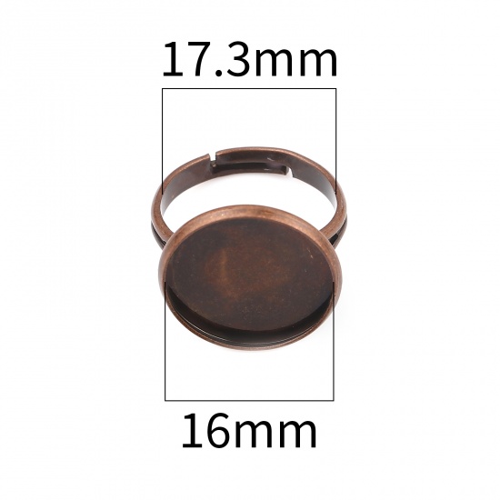 Picture of Copper Cabochon Settings Rings Round Antique Copper Cabochon Settings (Fit 16mm Dia.) 17.3mm(US Size 7), 10 PCs