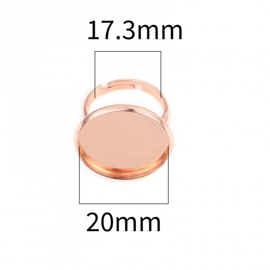 Image de Bagues Support à Cabochon en Laiton Rond Or Rose Cabochon Rapportable (Convenable à 20mm Dia) 17.3mm (Taille d'US: 7), 10 Pcs                                                                                                                                 