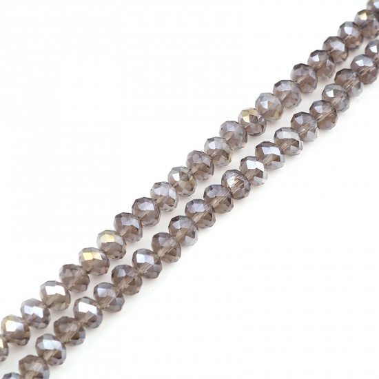 Picture of Glass Beads Round Gray AB Rainbow Color Plating Faceted About 4mm Dia, Hole: Approx 0.9mm, 49.5cm(19 4/8") - 48.5cm(19 1/8") long, 2 Strands (Approx 140 PCs/Strand)