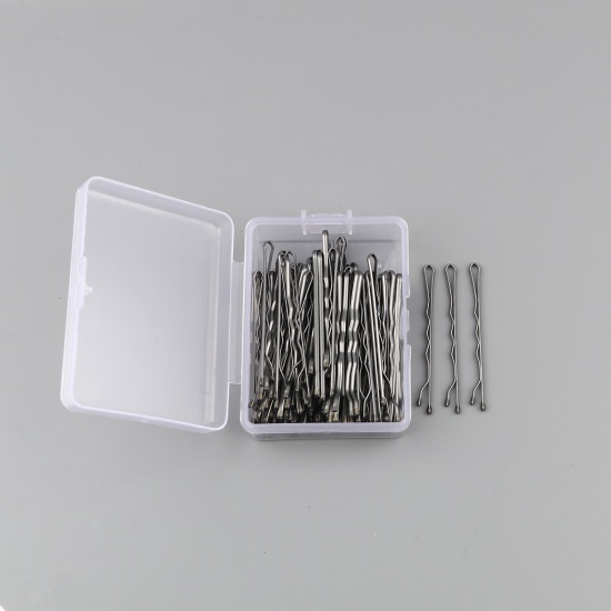 Picture of Iron Based Alloy Clips Findings Silver-gray 5cm,1 Set ( 100 PCs/Set)