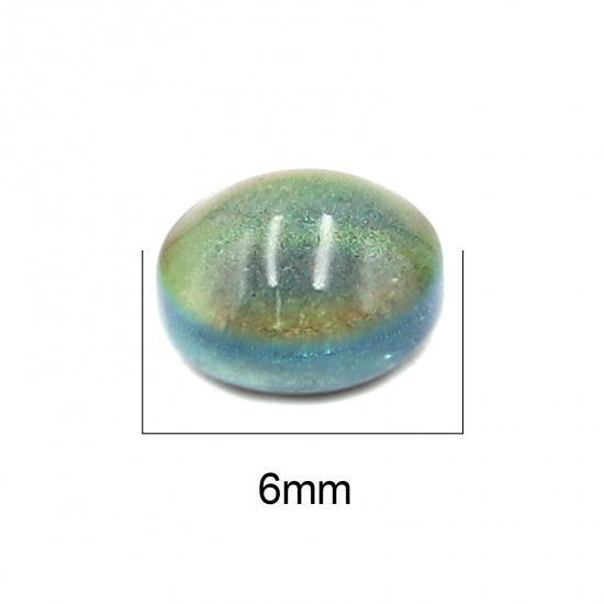 Picture of Glass Color Change Temperature Sensing Dome Seals Cabochon Round Flatback Fit Open Back Bezel Multicolor 6mm Dia, 10 PCs