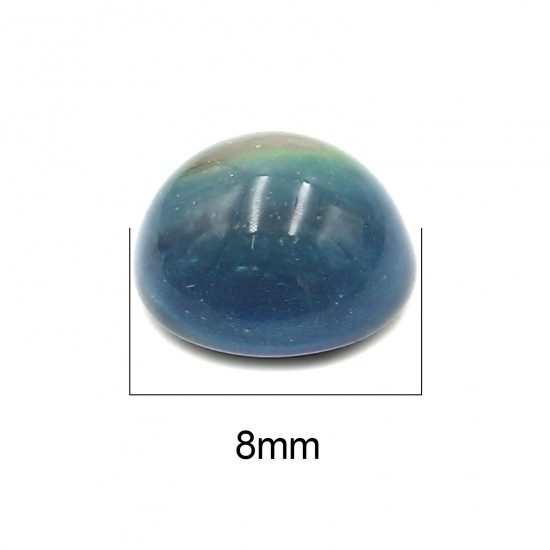 Picture of Glass Color Change Temperature Sensing Dome Seals Cabochon Round Flatback Fit Open Back Bezel Multicolor 8mm Dia, 10 PCs