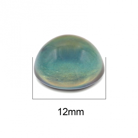Picture of Glass Color Change Temperature Sensing Dome Seals Cabochon Round Flatback Fit Open Back Bezel Multicolor 12mm Dia, 10 PCs