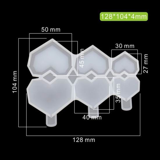 Bild von Weiß - Diamant Liebesherz Lutscher Schokolade Silikonform Backzubehör 12.8x10.4x0.4cm, 1 Set