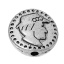 Bild von Zinklegierung Zwischenperlen Spacer Perlen Rund Antik Silber Person ca. 12mm D., Loch:ca. 1.8mm, 50 Stücke