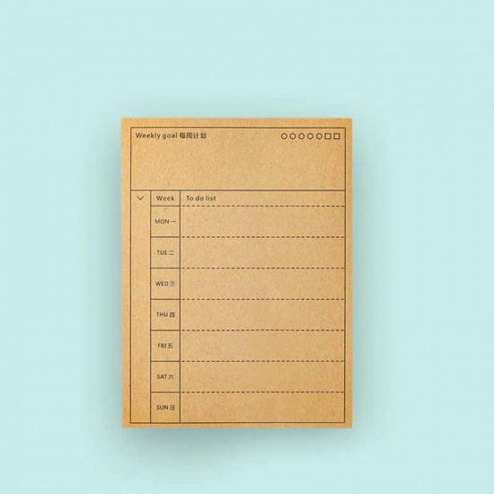 Picture of Brown - Weekly Plan Kraft Paper Memo Sticky Note Student Stationery 7.5x10cm, 2 Copies