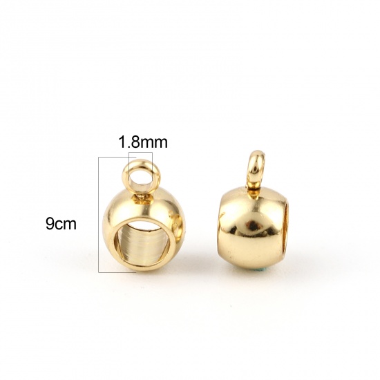 Picture of Stainless Steel Bail Beads Round Gold Plated 9mm x 6mm, 5 PCs