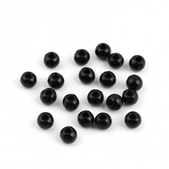 Picture of Zinc Based Alloy Spacer Beads Round Black About 6mm Dia., Hole: Approx 2mm, 20 PCs