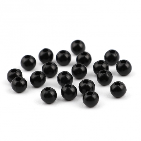 Picture of Zinc Based Alloy Spacer Beads Round Black About 6mm Dia., Hole: Approx 2mm, 20 PCs