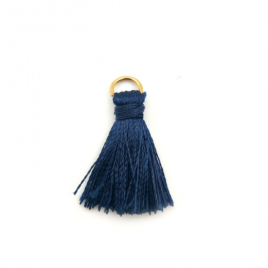Picture of Zinc Based Alloy & Polyester Tassel Charms Tassel Navy Blue 25mm, 10 PCs