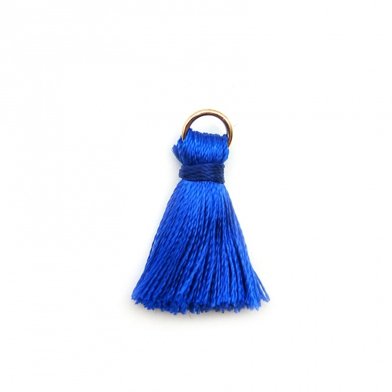 Picture of Zinc Based Alloy & Polyester Tassel Charms Tassel Royal Blue 25mm, 10 PCs